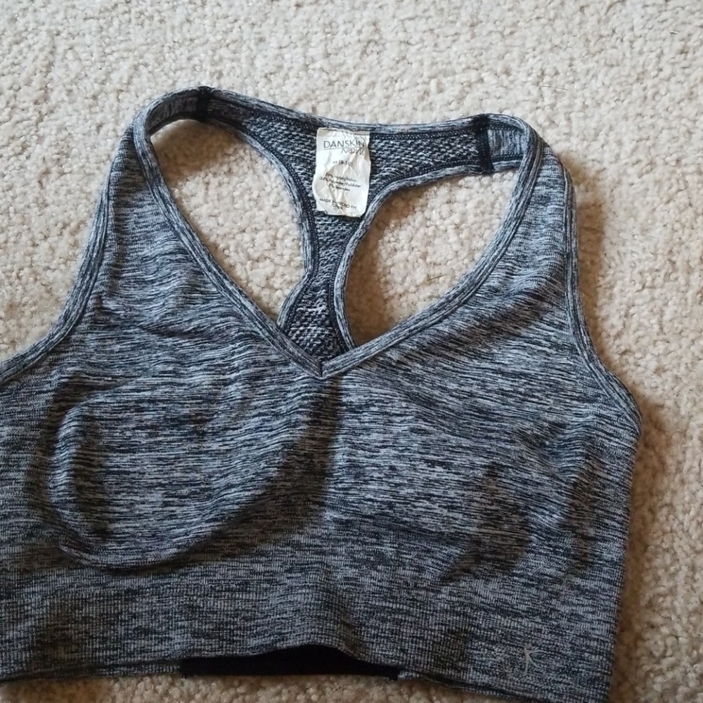 I am selling a mostly gray and black bra